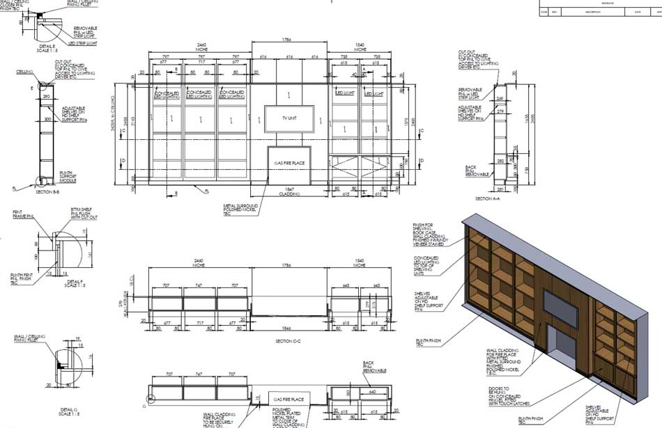 Design Bespoke Furniture and Hire Furniture Shop Drawings 