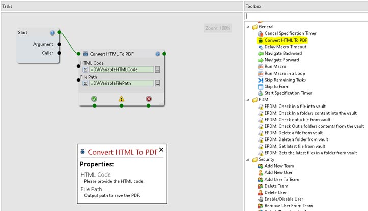 Convert HTML to PDF Specification Task