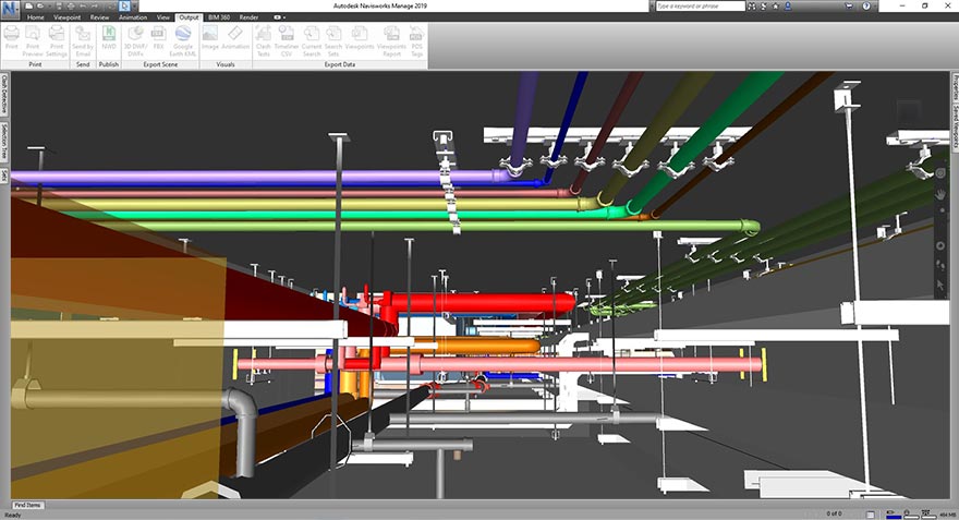 3D MEP coordinated corridor section model