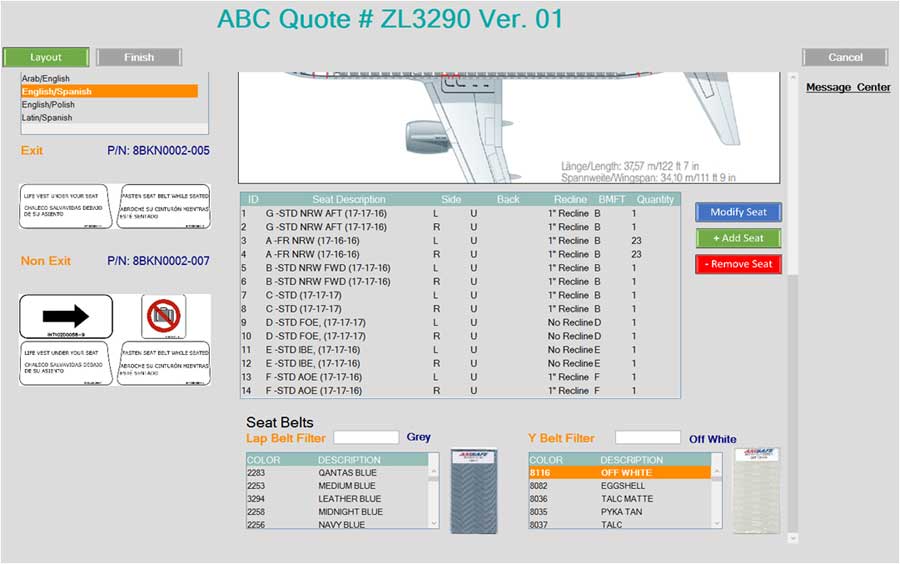 BOM Configurator for Aircraft Seating