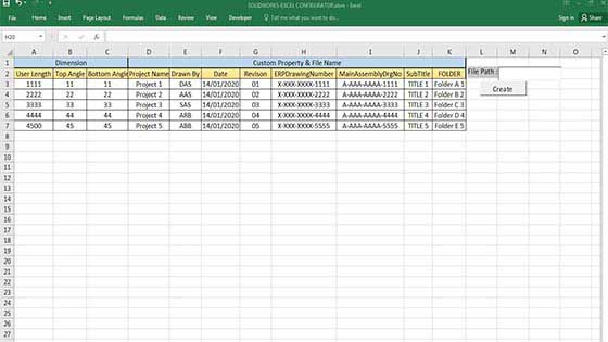 Excel based SolidWorks Configurator