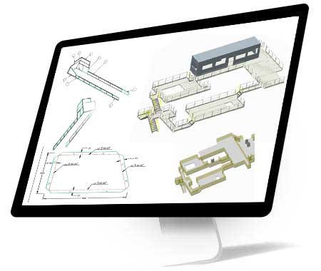 Developed 3D Models and 2D Drawings for Walkway an hoppers