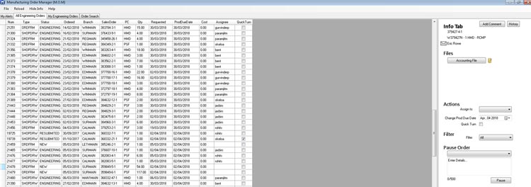Manufacturing order manager