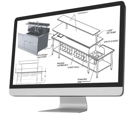 Reduced 50% TAT for millwork drafting of stainless-steel furniture for a restaurant outlet