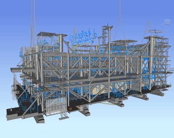 3D Tekla Model of Pipe & Tray Support