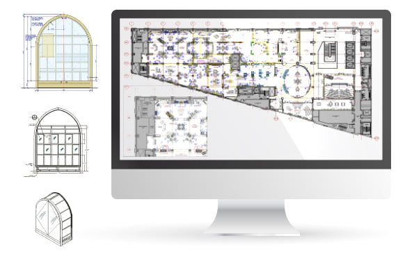 Millwork and Casework Shop Drawings from Architectural Plans of Museum, USA