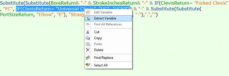 extract variable right click