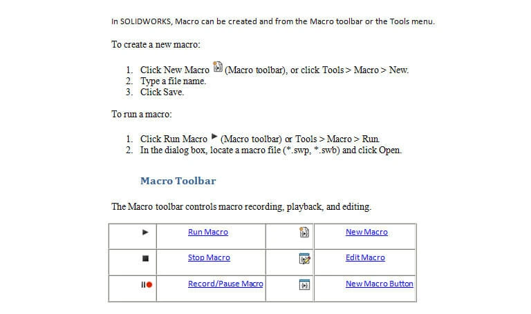 solidworks macro toolbar