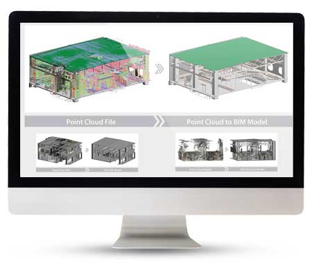 Point cloud to BIM modeling for a commercial building in Europe helps client save construction time and cost.