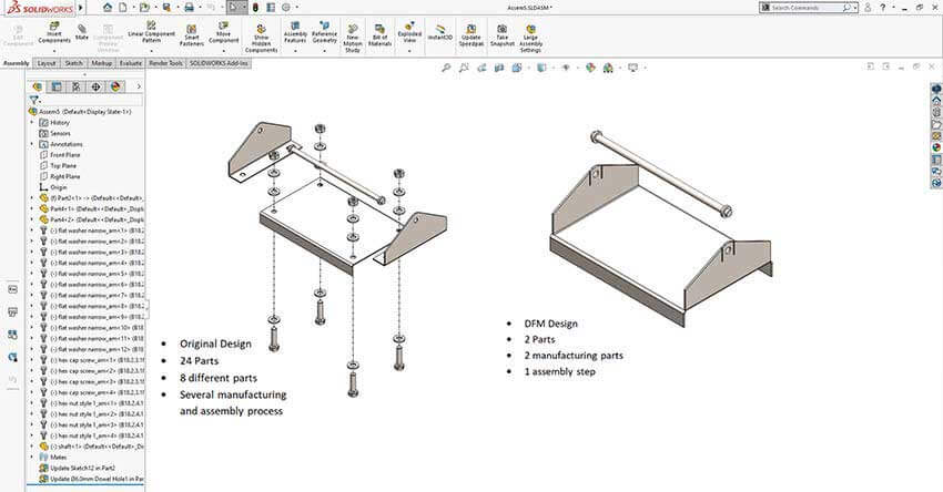 Figure 5: Considering number of sheet metal parts in the assembly as per DFM guidelines