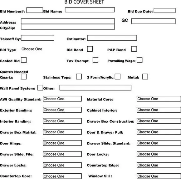 bid cover sheet